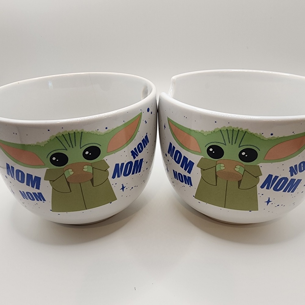 Star Wars Grogu Baby Yoda Nom Nom Ramen Bowls Set of 2 Ceramic 20 Oz...